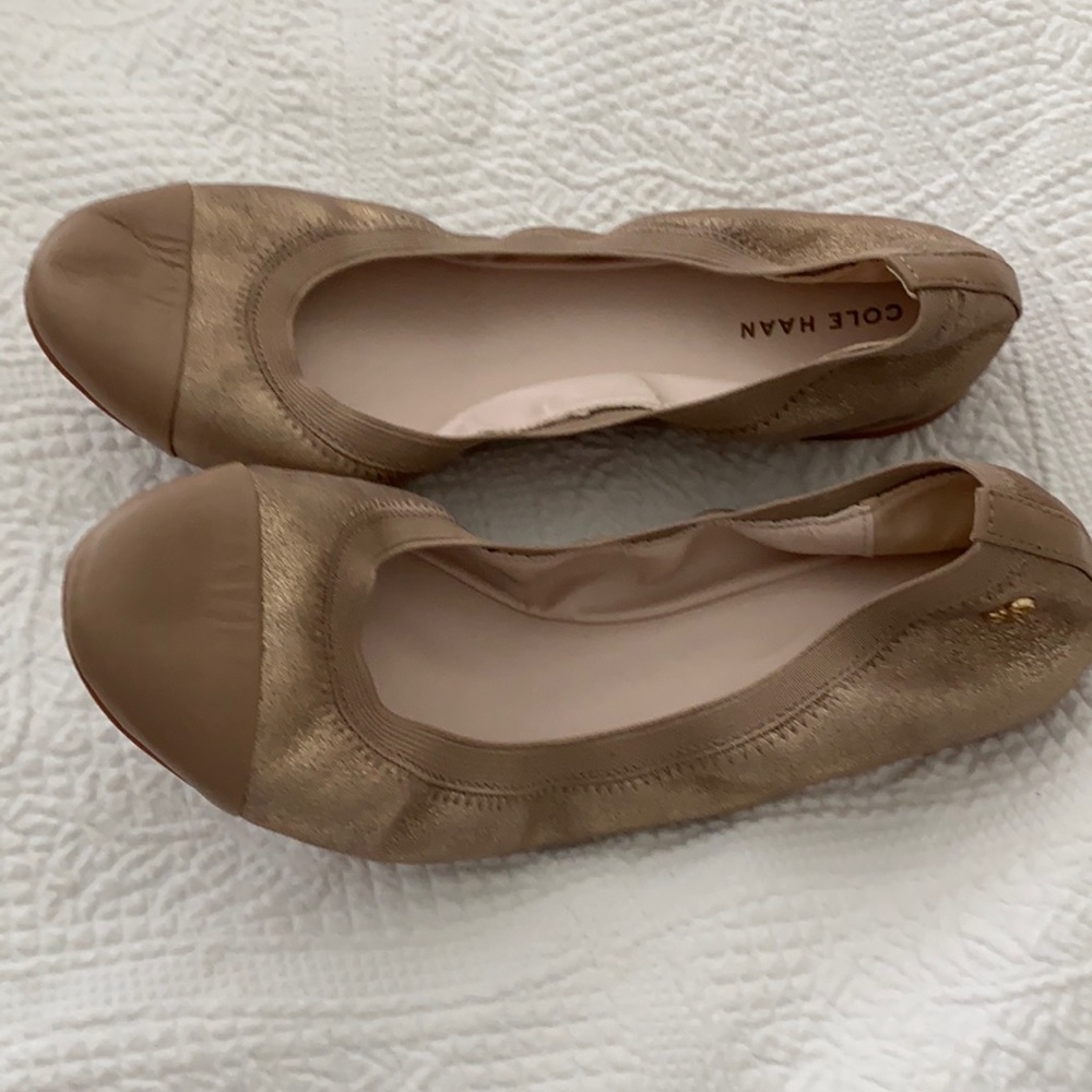 Cole Hana Gold Ballerina Flats, 9